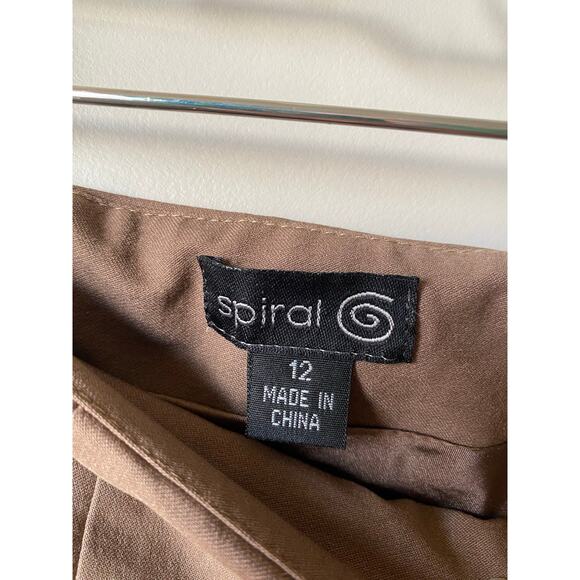 Spiral Brown Embroidered A-Line Cotton Blend Midi Skirt- Size Large - Picture 6 of 9